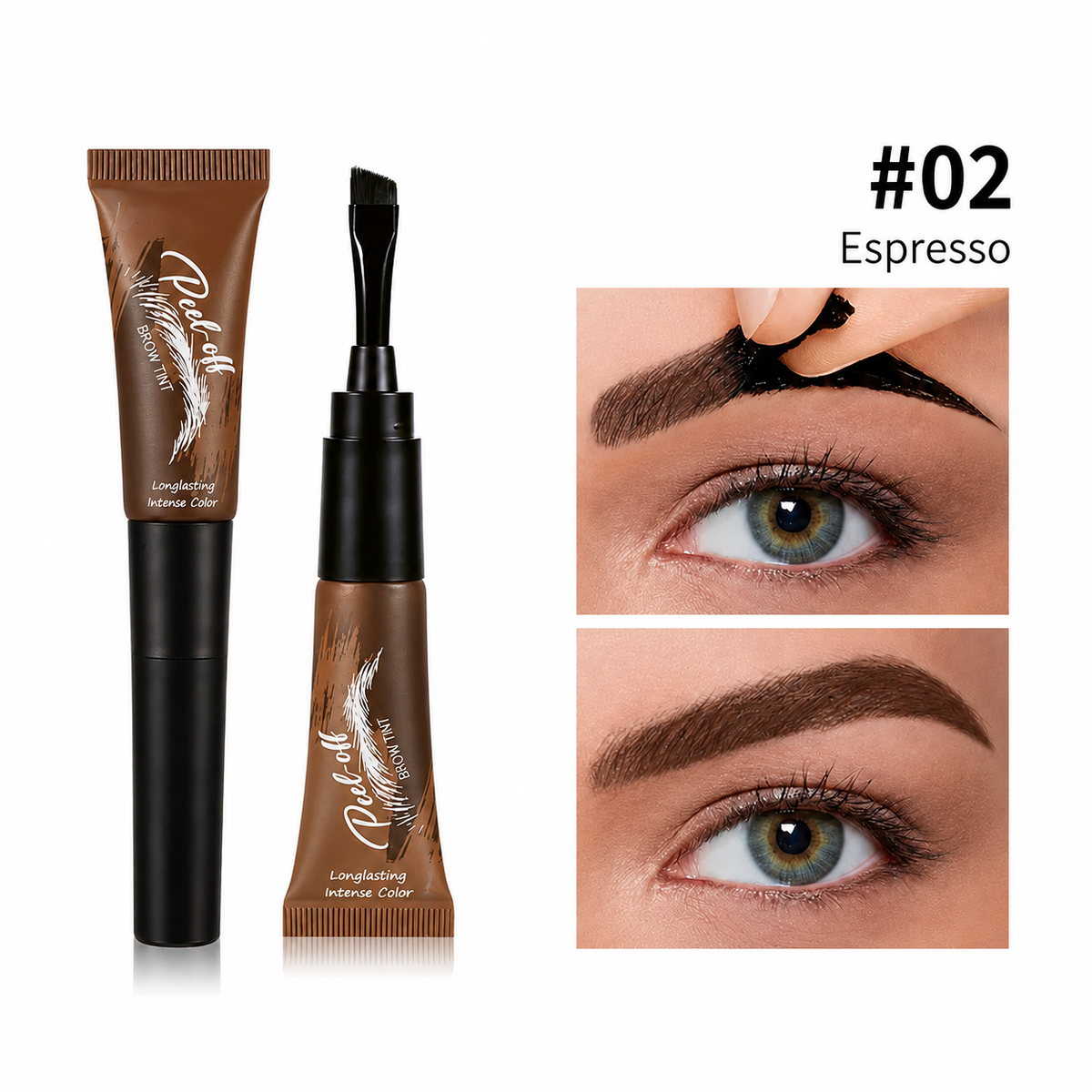 5-Shade Peel-Off Brow Tint — Waterproof, Long-Wear Definition